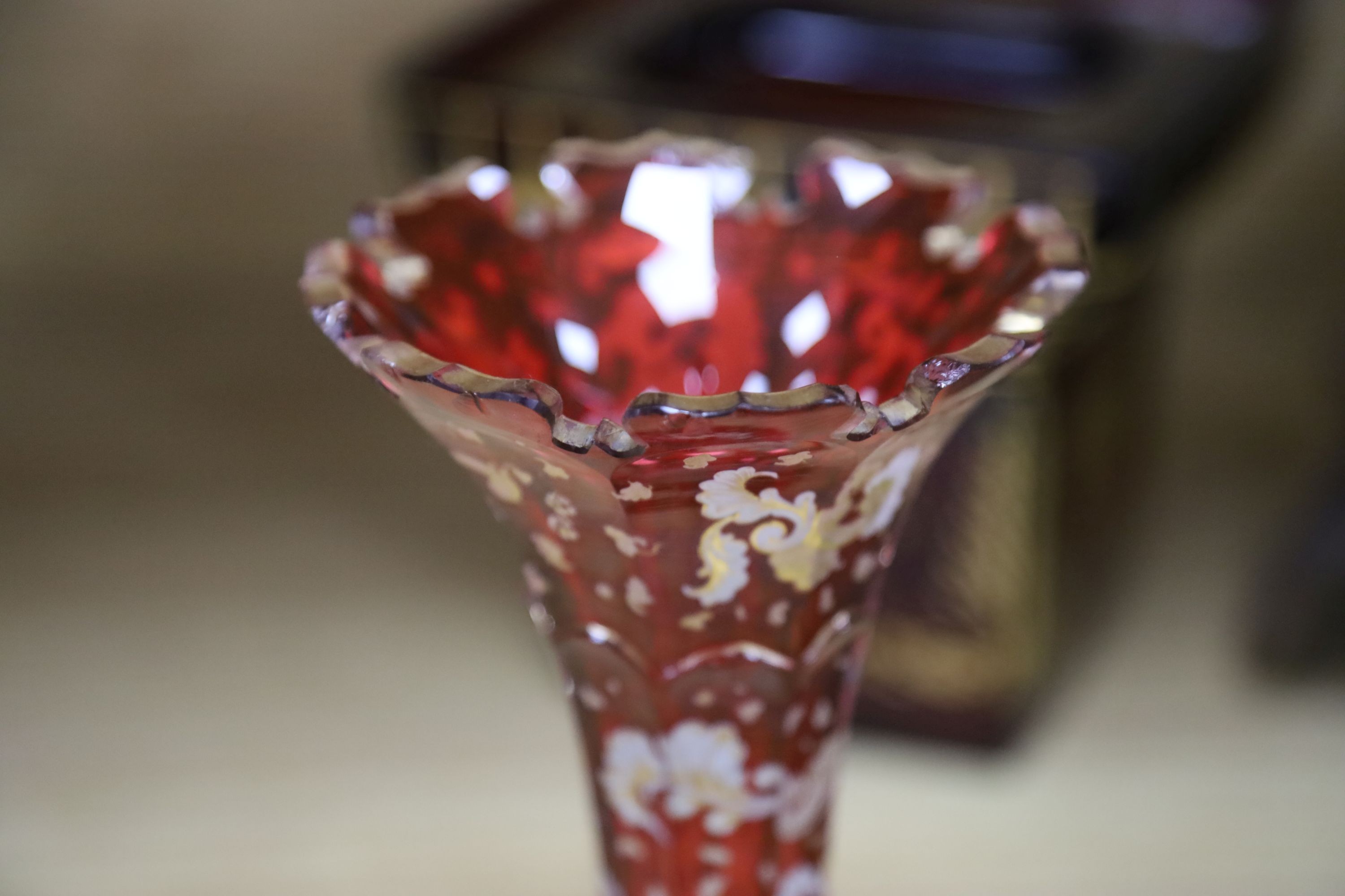 A group of 19th century Bohemian gilt-decorated ruby glassware etc.